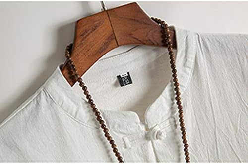 Topunder moda de moda masculina linho de algodão sólido de manga curta Retro T Tops Blouse