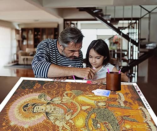 Zgmaxcl Diamond Pintura DIY Para adultos e crianças redondo, broca completa Bodhisattva Retrato Rhinestone