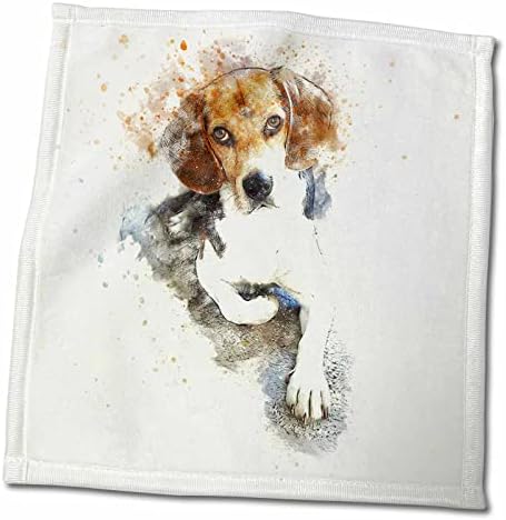 3drose Trendy Cute Animal Dog Watercolor Ilustração -Baga - Toalhas