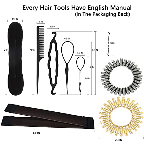 24pcs Hair Bun Maker Set Braiding Tail Hair Styling Tools for Girls Women