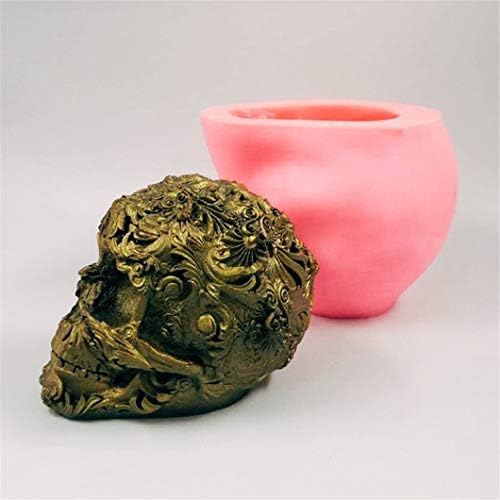 Monaco 3D Reividência tridimensional Flull Skull Silicone Mold, fabricando vela resina molde de chocolate decoração