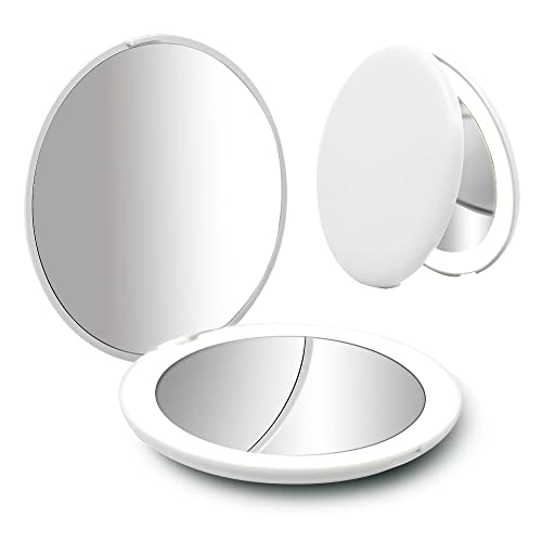 DOLOVEMK LED LEVED MAIXA DE VIAGEM MAPACIDADE, espelho compacto de ampliação 1x/10x, espelho dobrável iluminado