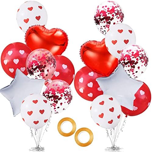 Dia dos namorados Love Heart Balloons Decorações Kit de coração Balões de látex de confete coloridos