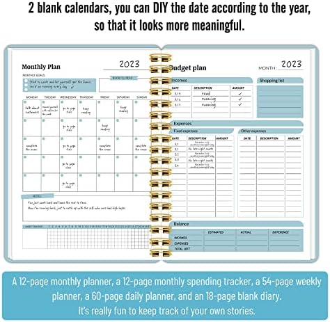 5.8x8,2 polegada 2023-2025 Com os conjuntos de livros de orçamento do planejador sem data, planejador diário