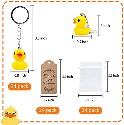 Sunny Seat Cute 3d Duck Kichain Birthday Party Favors 24 Sets Goodie Gifts com tags de agradecimento