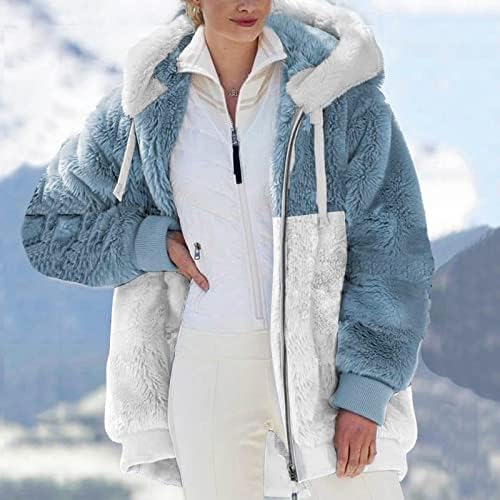Dolkfu Bloco de cores feminino Bloqueio de tamanho grande casaco de inverno
