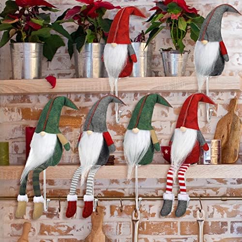 6 Pacote Gnome Stoques Titulares de Natal Cabadões longos e sem pernas Gnome Gnome pendurado ganchos