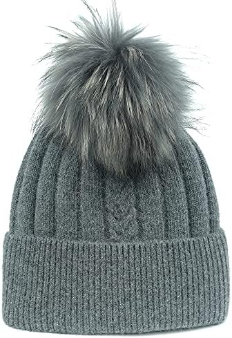 Chapéu de gorro de malha de inverno Puguang com fúlha de peles