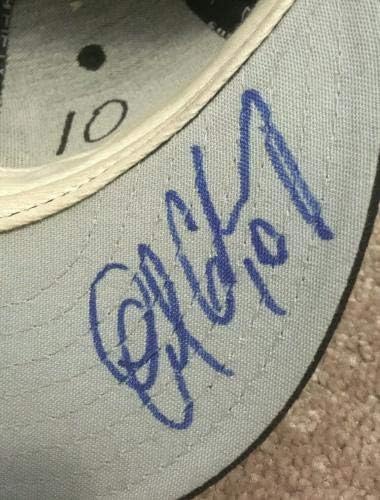 Endy Chavez assinou jogo usado 2007 Mets Hat Cap Autógrafo Steiner Loa - Chapéus de jogo MLB usados