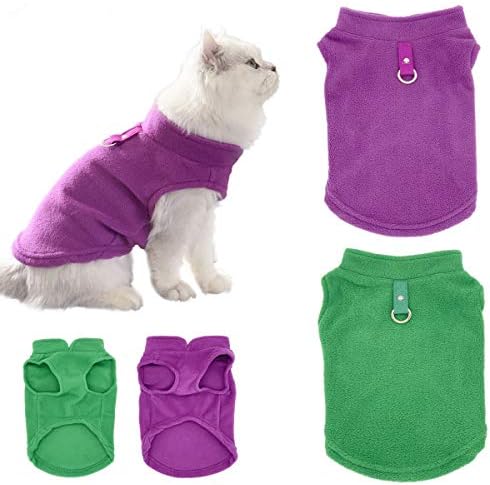 Colete de lã de pacote de 2 pacote, casaco de inverno macio e aconchegante, vestuário para cães quentes