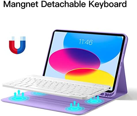 Caixa de teclado laetass para iPad 10ª geração 10,9 polegadas 2022, com bluetooth ， portador de lápis embutido,