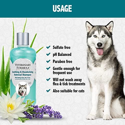 Soluções de fórmula veterinária calmante e desodorizante shampoo de aveia para cães-bico de sódio,