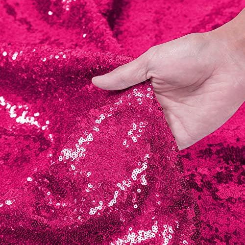 Cortina de lenço de lantejoulas rosa quente de Beddeb, 2pcs 2ftx8ft Glitter Backdrop Cortina para Natal, aniversário,