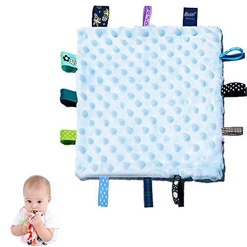 Heccei Baby tags Cobertores de segurança - cobertor de pelúcia suave com tags coloridas, brinquedos