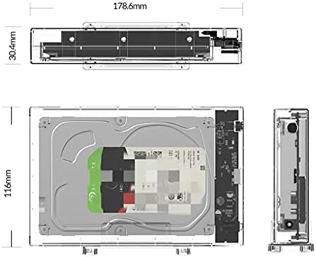 KJHD Transparent 3.5 '' Gabinete em disco rígido para 2,5/3,5 '' SSD HDD Caixa de disco rígido SATA para USB3.0