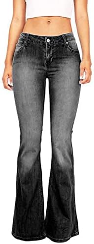 Jeans de fundo de sino de maiyifu-gj para mulheres retro largo de perna de jeans de jeans de jeans clássicos