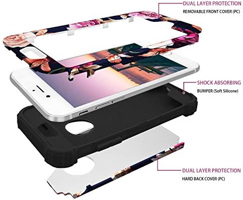Caso do iPhone 6S, CaseWind iPhone 6 Case Floral Design 3 em 1 Proteção híbrida pesada PC e silicone