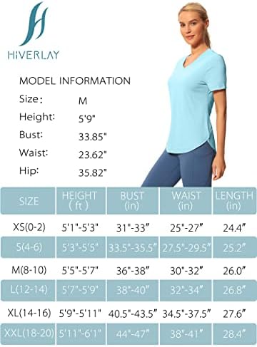 Camisas de treino de hiverlay para mulheres de manga curta V Tops de pescoço atlético camisetas de ginástica seca