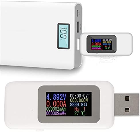 LCD Exibir uma cor opcional de cor opcional inteligente Medidor de tensão digital, testador USB,