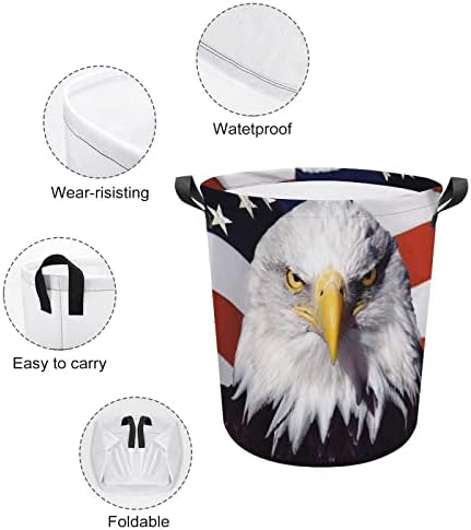 American patriótico águia oxford cesto de lavanderia com alças cestas de armazenamento para organizador