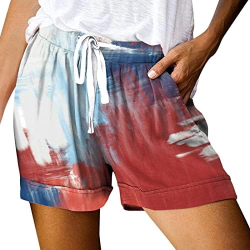 Ruiruilico shorts patrióticos para mulheres Casual de verão 4 de julho shorts de pernas largas