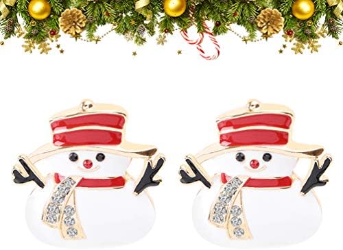 AMOSFUN 2PCS Broches de esmalte de Natal Pinos Broches de snow boneca de snowman para feriados para feriados