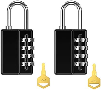 Cadlock de combinação de 2 pacotes, cadeado de segurança resetável de 4 dígitos com chaves, trava de portão