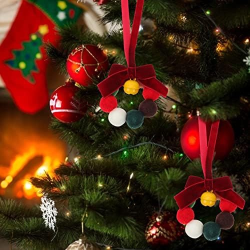 Mini Felt Ball Christmas Greath: Miniature Artificial Christmas Wreaths 2pcs Arregada de Natal Ornamentos de