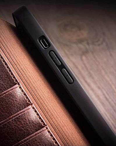 Caixa de carteira serdas para iPhone 13 mini, capa de telefone de couro genuína genuína tpu shell com tampa