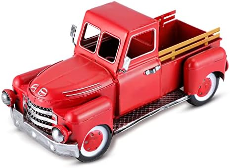 FJJBSD Decoração de caminhão vermelho vintage, plantador de caminhões de metal de fazenda, decorações