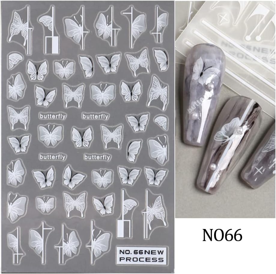 Adesivos de unhas de borboleta para unhas de unhas 3d Decalques de unhas de borboleta auto-adesiva suprimentos