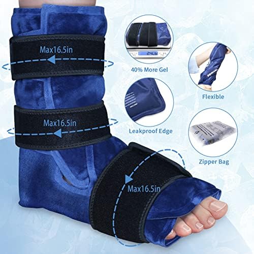 Pacote de gelo do tornozelo XL Pacote de gelo para lesões no pé, cobertura de cobertura completa no tornozelo,