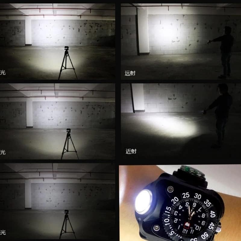 Xwwdp 3 em 1 relógio brilhante lanterna leve com bússola esportes ao ar livre Moda à prova d'água
