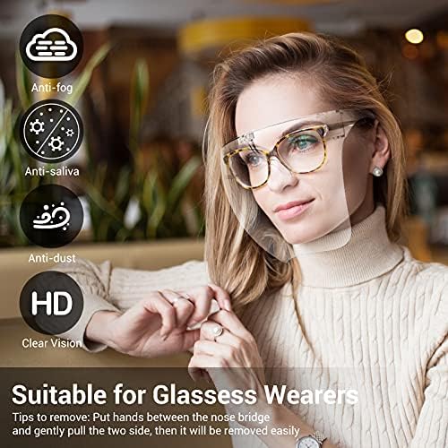 Konikit Face Shield 2-Pack Anti-Fog Glasses Shields Glass de sol de plástico de proteção total adultos
