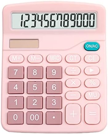 XWWDP Azul Rosa Pink 12 Digit Desk Solar Calculadora grande Botões grandes Ferramenta de contabilidade de