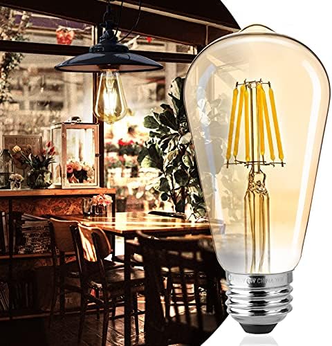 Brightwn Vintage LED Edison Bulbos - 6 pacotes 6W E26 Bulbo LED 60 watts equivalente, lâmpadas