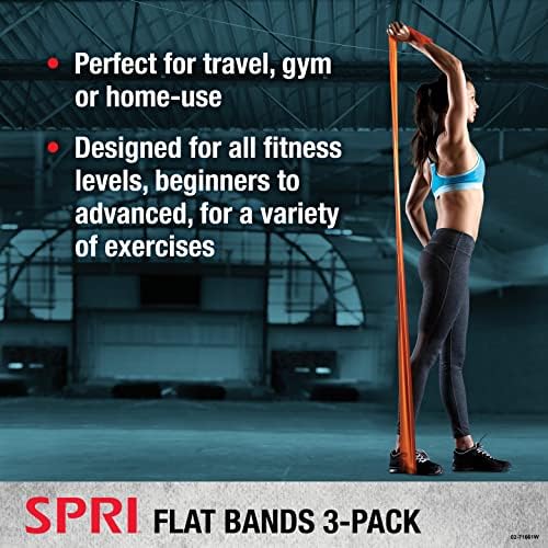 Spri Bands Flats 3 -Pack - Kit de banda de resistência conjunto com 3 níveis de resistência - bandas de exercícios