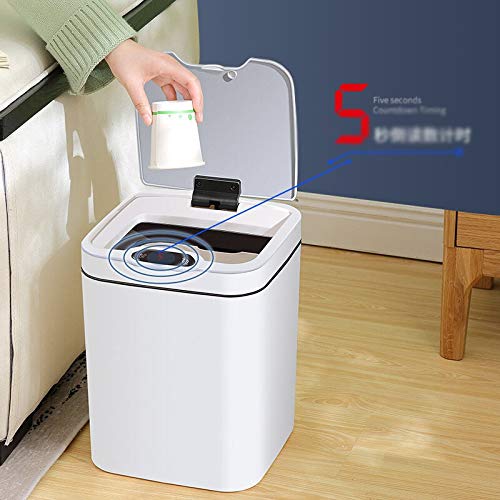 Wenlii Automática Indução Indução Lixo Can CAN Cozinha Banheiro Lixo Bin Plástico 12L