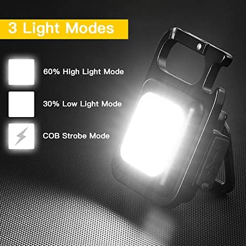 Wurkkos Mini Cob lanternas, chaveiro recarregável Luz flash 3 Modos Modos Pequena luz de trabalho
