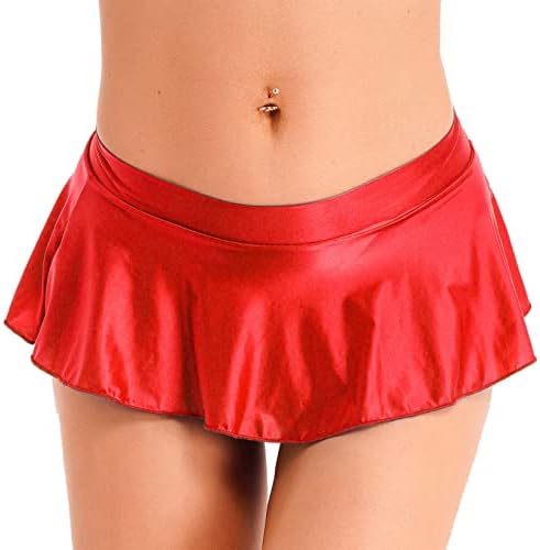 Qinciao feminina minissa de saia curta de saia curta brilhante, cauda baixa plataforma mini -shairs