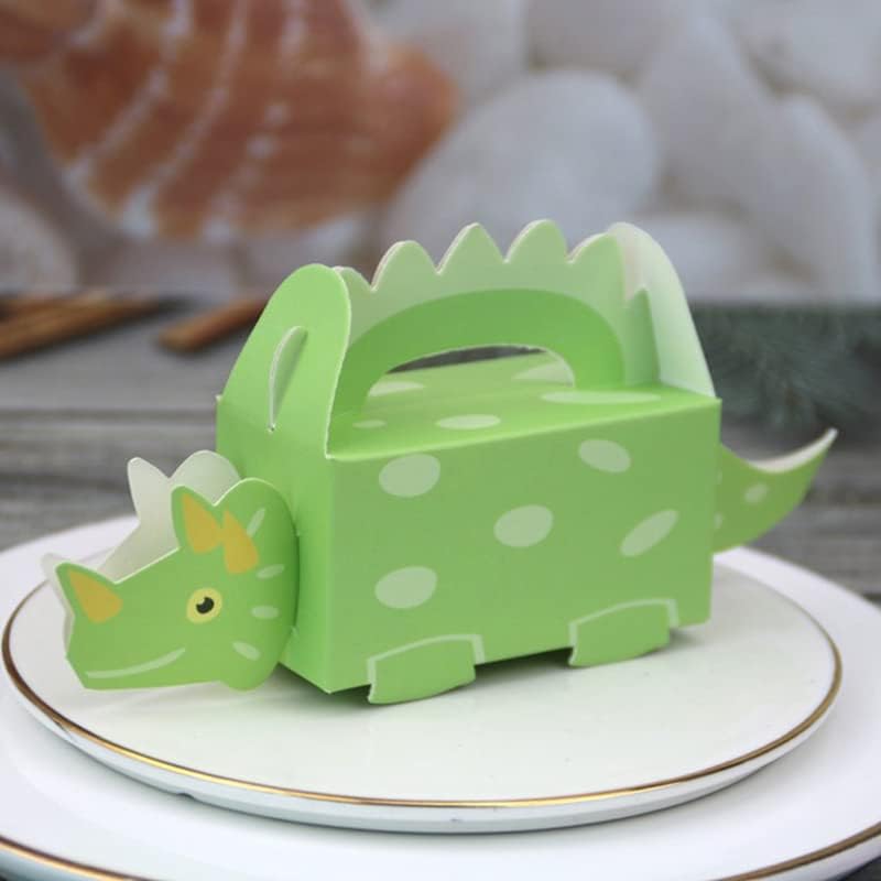 Vovbay 10 PCs Dinosaur Party Favor Party Party Blue Green Cookie Box Baby Shower Candy Box Birthday