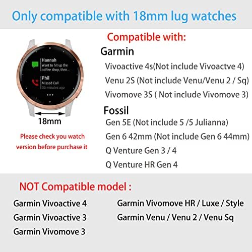 Banda Vicior Compatível com Garmin Vivoactive 4s / Venu 2s / Vivomove 3s, bracelete de couro mais