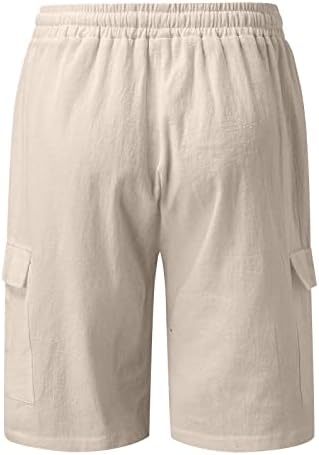 Shorts casuais de hehoah masculino, linho de linho de algodão sólido de algodão masculino, shorts de carga