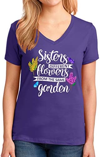 Irmãs flores diferentes da mesma camiseta de camisa de jardim