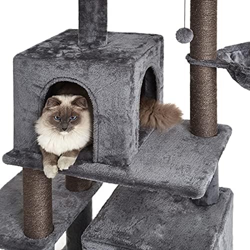Torre de gato de vários níveis de 45 polegadas, torre de gatos, teto de gato, com hammock e postes de arranhões