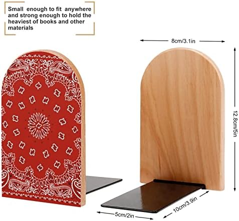 Livro de padrões de bandana vermelha termina para prateleiras de livros de madeira de madeira titular de
