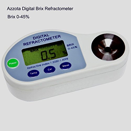 Refratômetro Brix Digital Azzota-variação de 0-45%, índice de refração 1.3330-1.4098, Accur. +/-