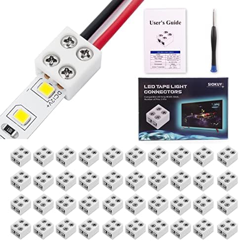 40 PCS conectores de tira de LED sem soldas 2 pinos, conectores de tira de luz LED confiáveis ​​parafuso