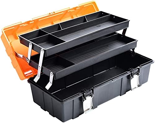 Caixa de ferramentas de caixa de armazenamento de três camadas de três camadas de 17 polegadas