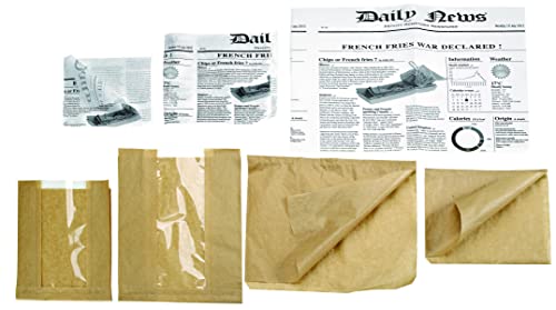 Bolsa branca abre 2 lados com design de jornais, Packnwood - Liner de cesta de papel 2CHPAPNews13